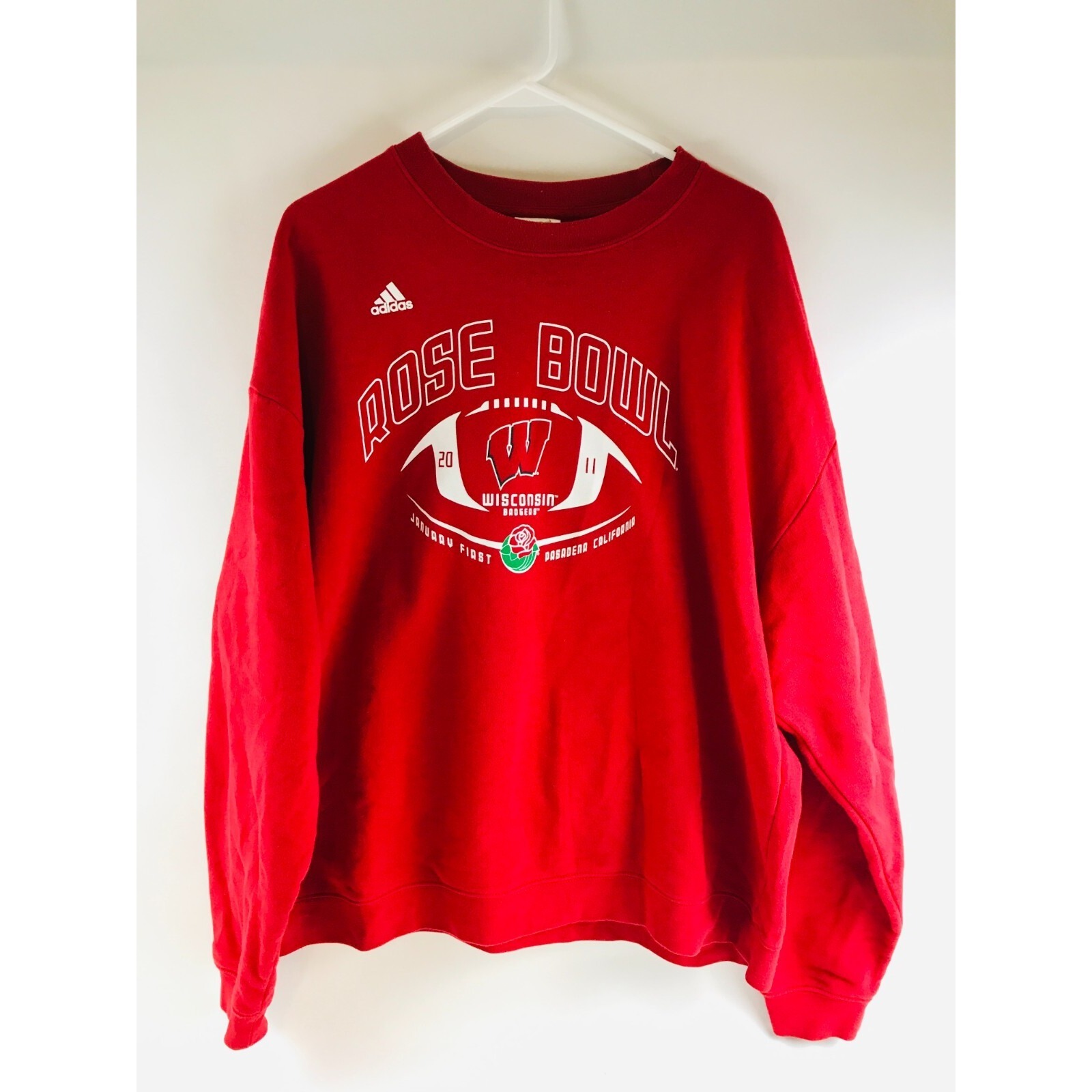 Adidas Shirt Mens Size Xl Red Ncaa 2011 Wisconsin Badgers Rose Bowl